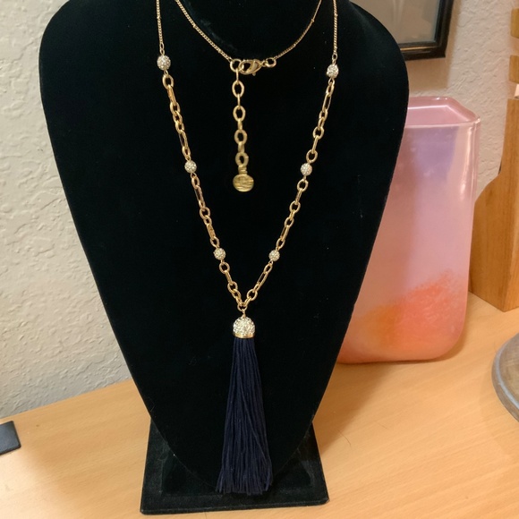 Lilly Pulitzer NECKLACE Midnight Tassel Crystal Pave BALL CHAIN NWT - Picture 10 of 16